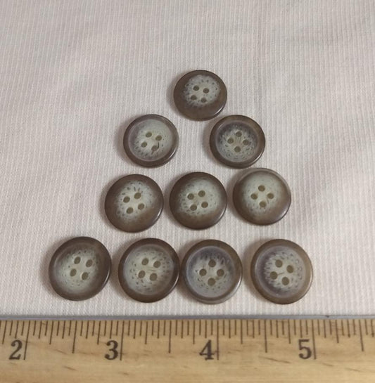 Button #20435-R #4 Hole # Brown #Rim #Imitation #Horn #Polyester #10pc