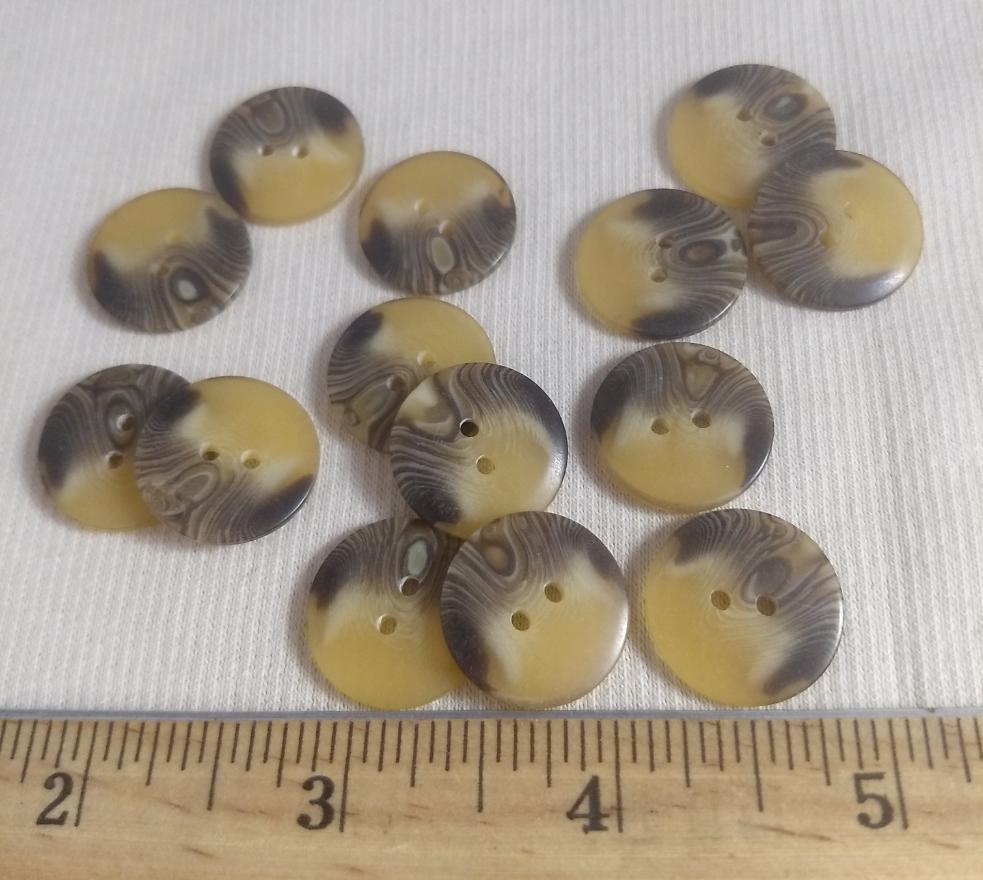 Button #21160-PB1160 #2 Hole #Cream #Imitation #Horn #Polyester #10pc