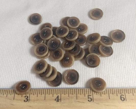 Button #1527 #2 Hole #Brown #Rim #Polyester #10pc