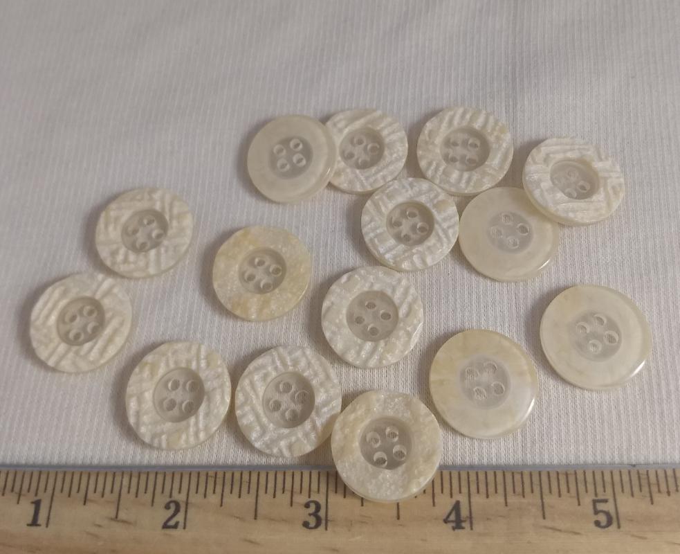 Button #1322 #4 Hole #Cream #Rim #Polyester #10pc