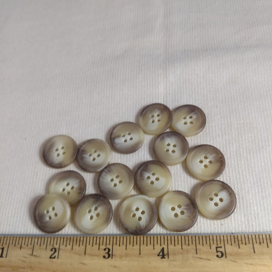 Button #20436 #4 Hole #Cream #Rim #Imitation #Horn #Polyester #10pc