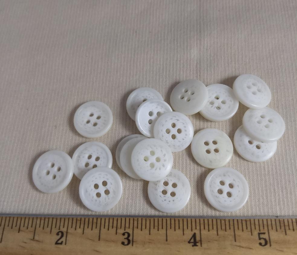 Button #PB1158 #4 Hole #White #Rim #Imitation #Horn #Polyester #10pc