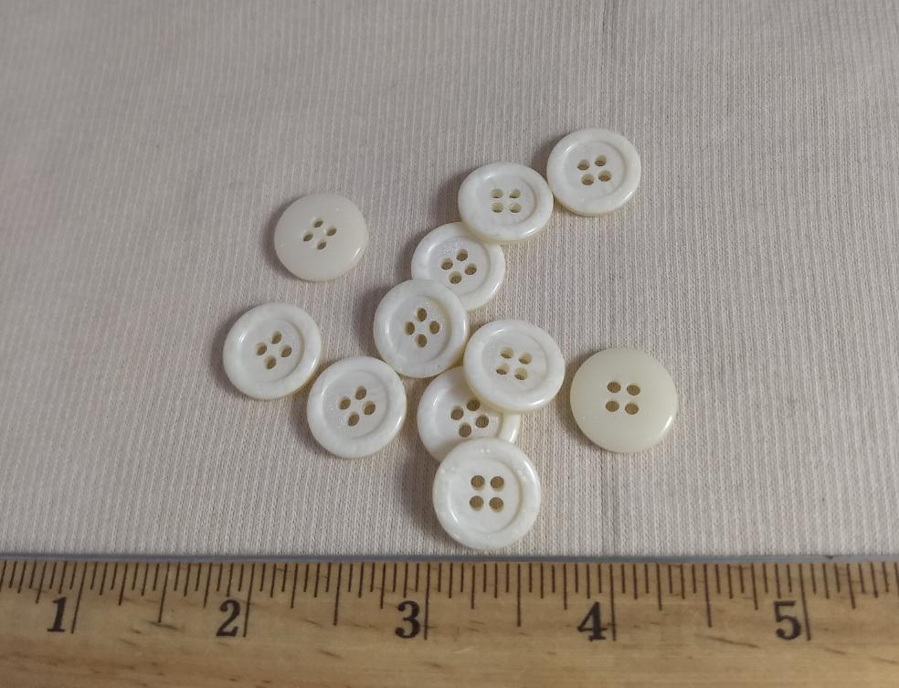 Button #PB019 #4 Hole #Ivory #Rim #Polyester #10pc