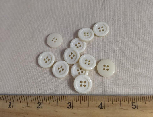 Button #PB019 #4 Hole #Ivory #Rim #Polyester #10pc