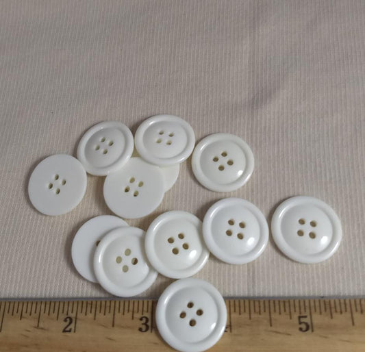 Button #P-Joy #4 Hole #White #Rim #Polyester #10pc