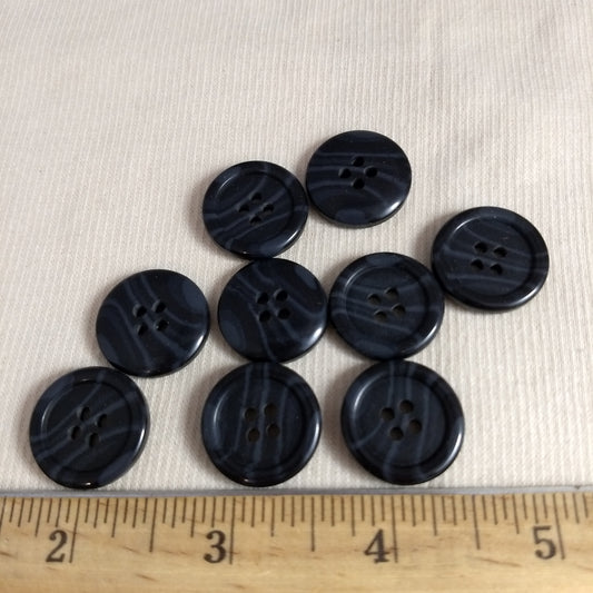 Button #1528 #4 Hole #Black #Rim #Imitation #Horn #Polyester #10pc