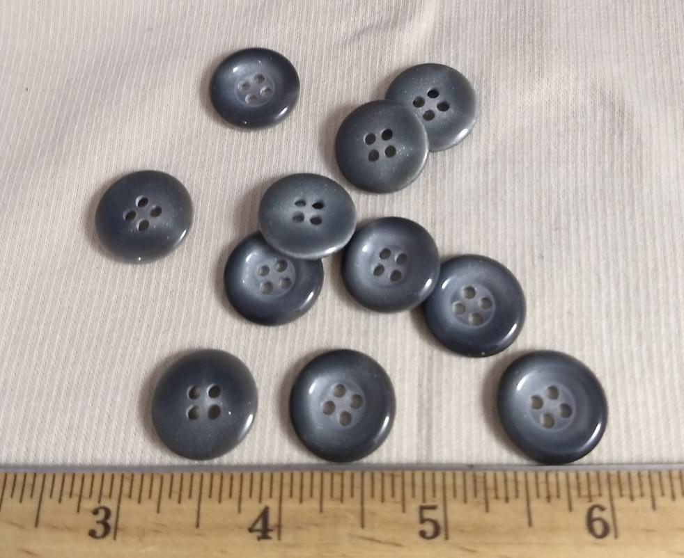 Button #P9013 #4 Hole #Grey #Rim #Polyester #10pc