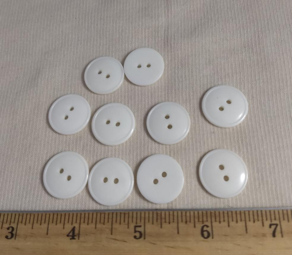 Button #P-Joy #2 Hole #White #Rim #Basic #Polyester #10pc