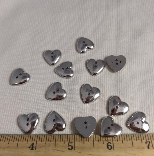 Button #Heart #2 Hole #Silver #Children  #Abs #10pc
