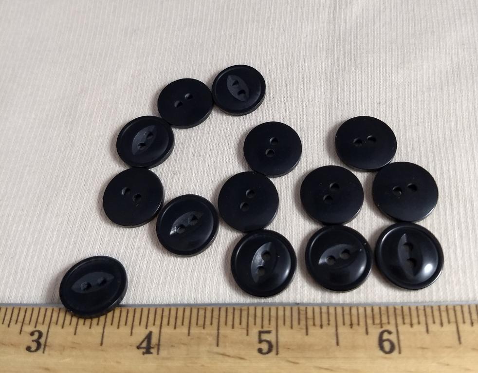 Button #Fisheye #2 Hole #Black #Rim #Basic #Polyester #10pc