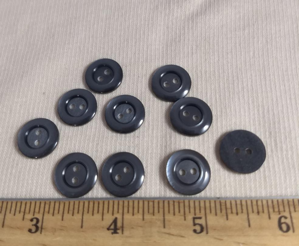 Button P-Lisa #2 Hole #Grey #Basic #Polyester #10pc