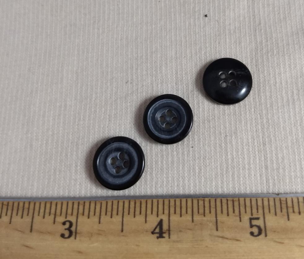 Button #T-90-5 #4 Hole #Black #Rim #Imitation #Horn #Polyester #10pc