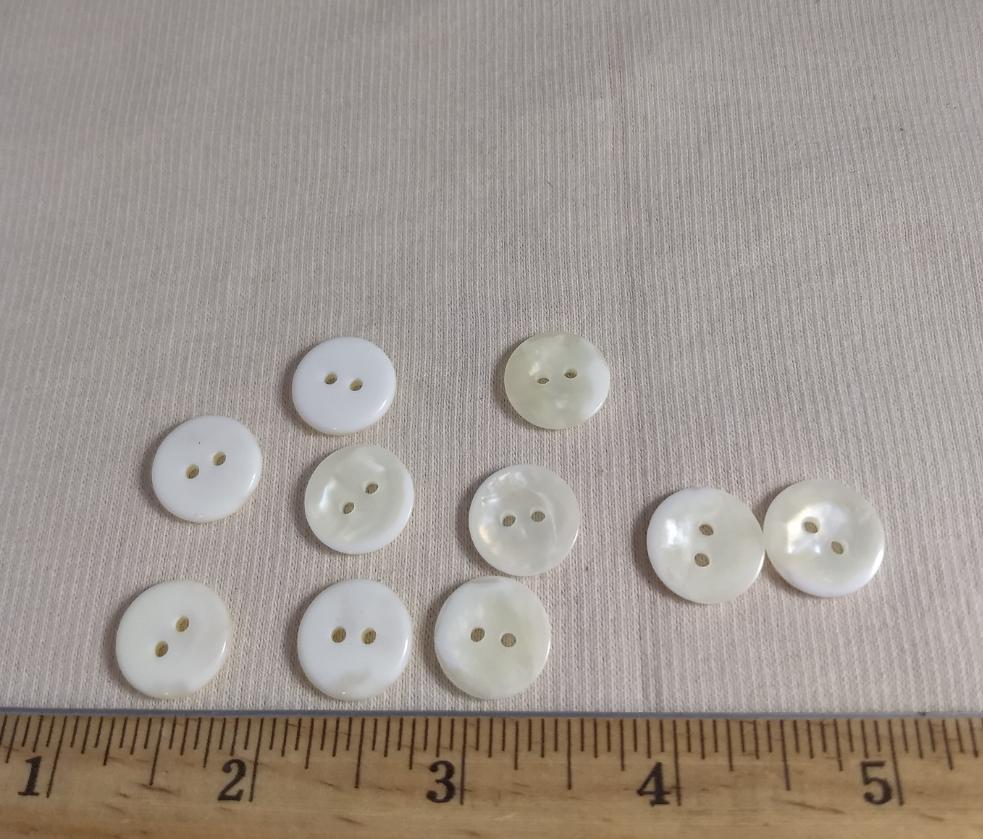 Button #49 #2 Hole #White #Polyester #10pc