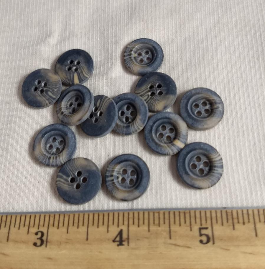 Button #Flander #BR115 #4 Hole #Black #Imitation #Horn #Polyester #10pc