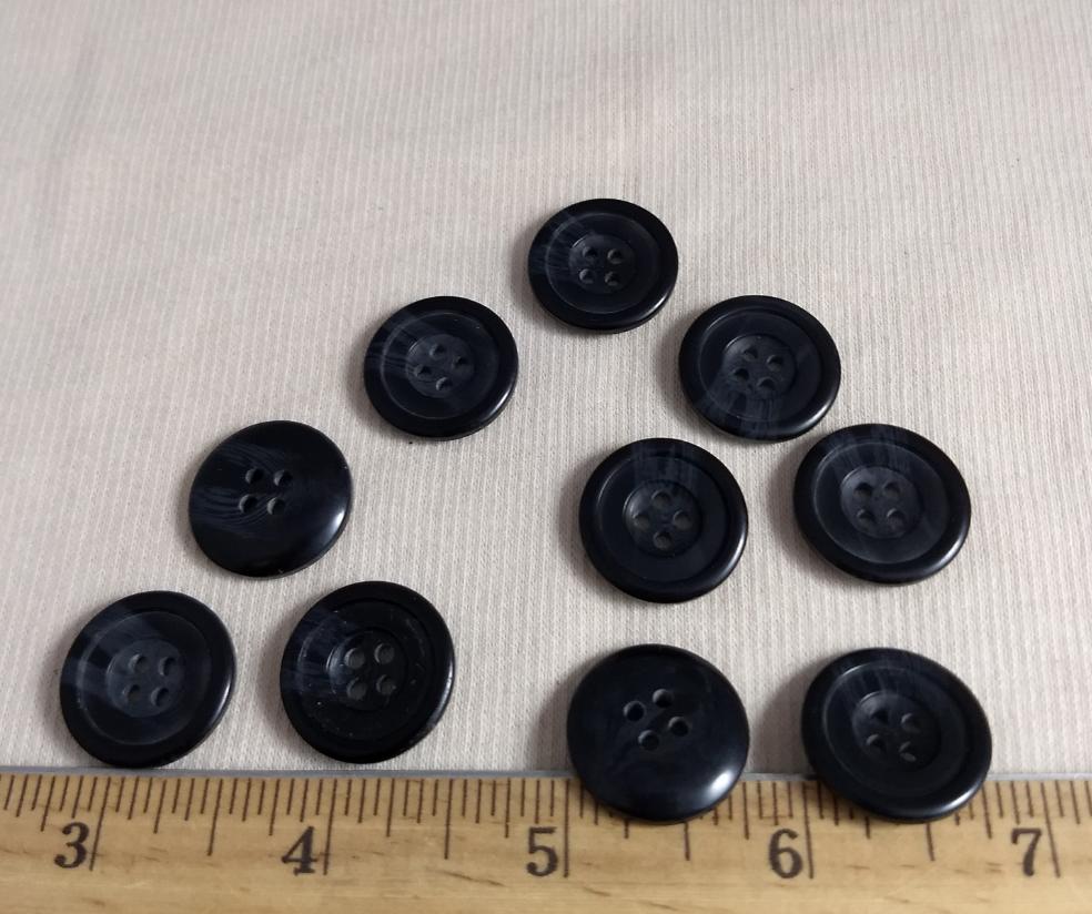 Button #T-90 #4 Hole #Grey #Rim #Imitation #Horn #Polyester #10pc