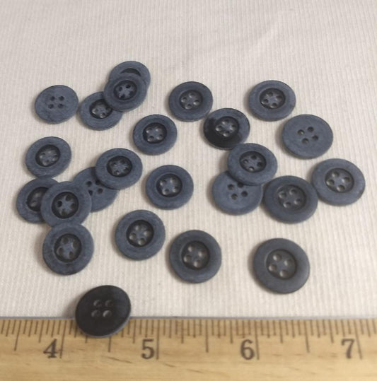 Button #P-Quarter #4 Hole #Black #Rim #Basic #Polyester #10pc