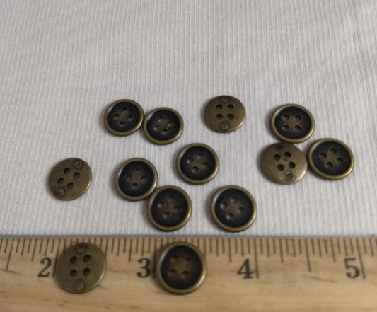 Button #RC20 #4-Hole #Antique-Gold #Metal #Rim #10pc