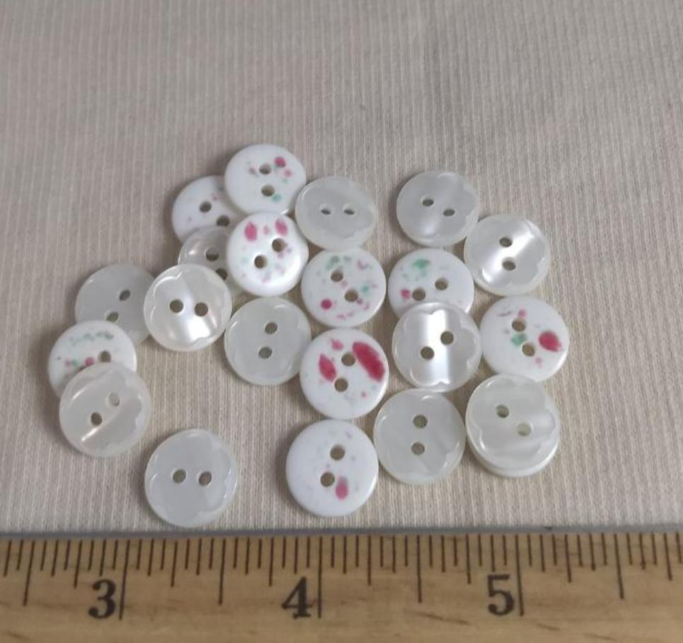 Button #PB1362 #2 Hole #White #Polyester #10pc