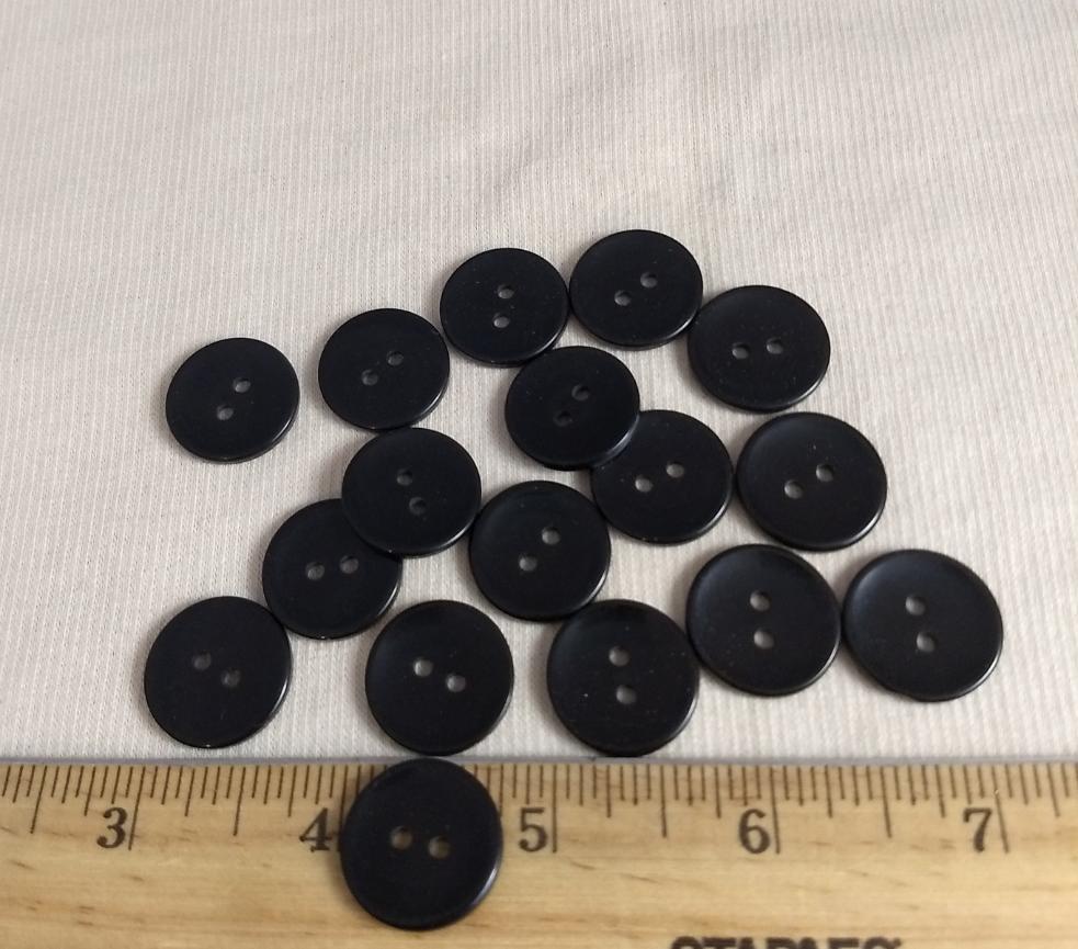 Button  #CH211 #2 Hole #Black #Basic #Polyester #10pc
