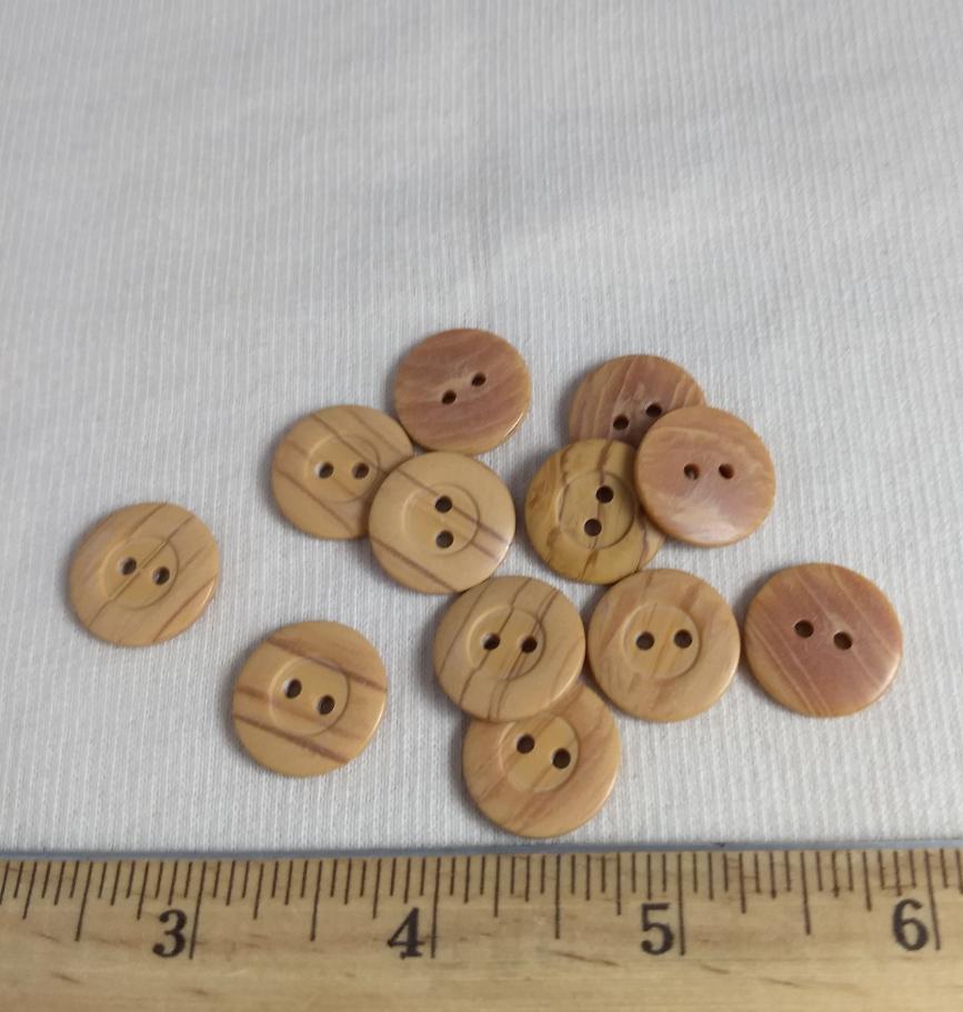 Button #95410 #2 Hole #Cream #Imitation #Wood #Rim #Polyester #10pc