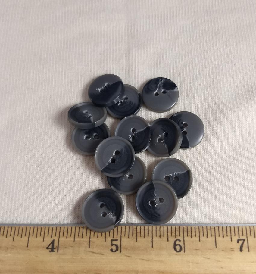 Button #P9017-6 #2 Hole #Grey #Rim #Imitation #Horn #Polyester #10pc