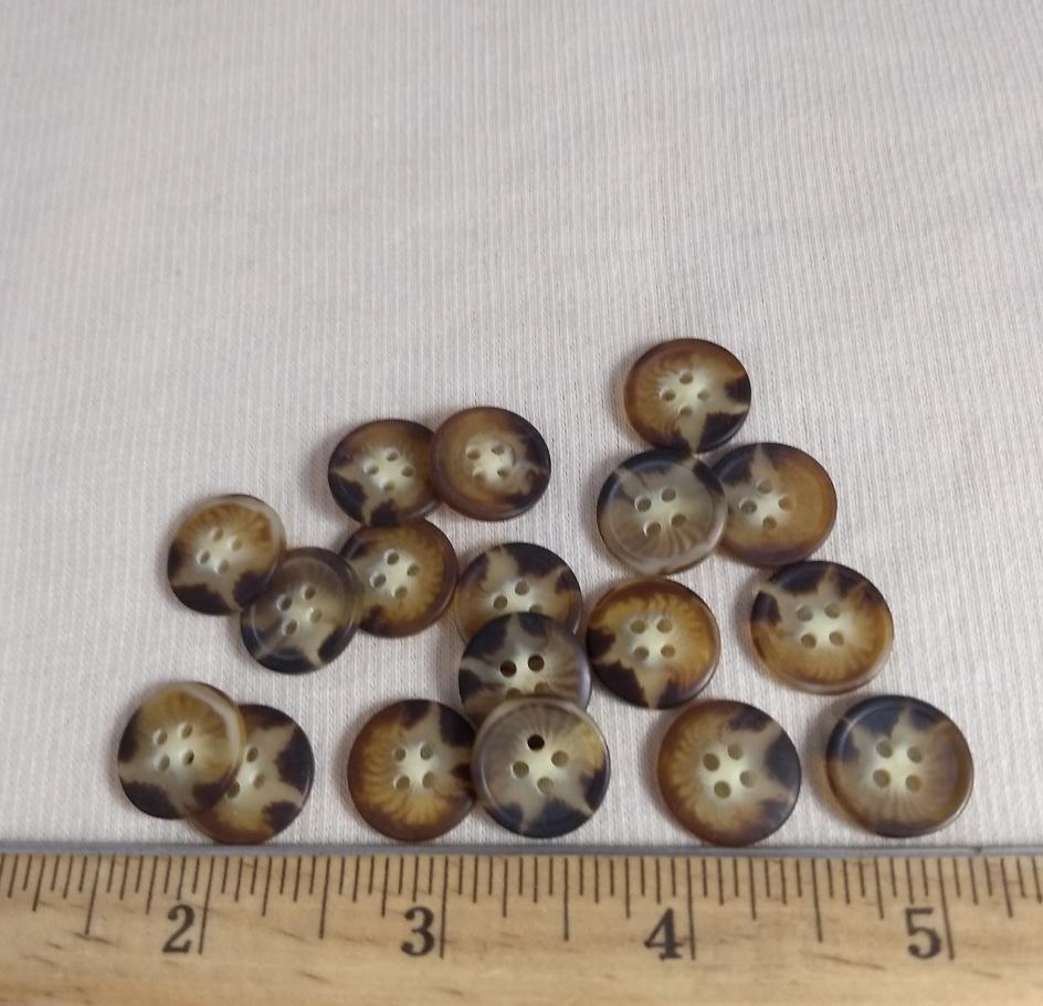 Button #1319 #4 Hole #Brown #Imitation #Horn #Rim #Polyester #10pc