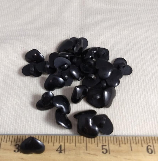 Button #JU175 #Shank #Black #Heart #Nylon #10pc