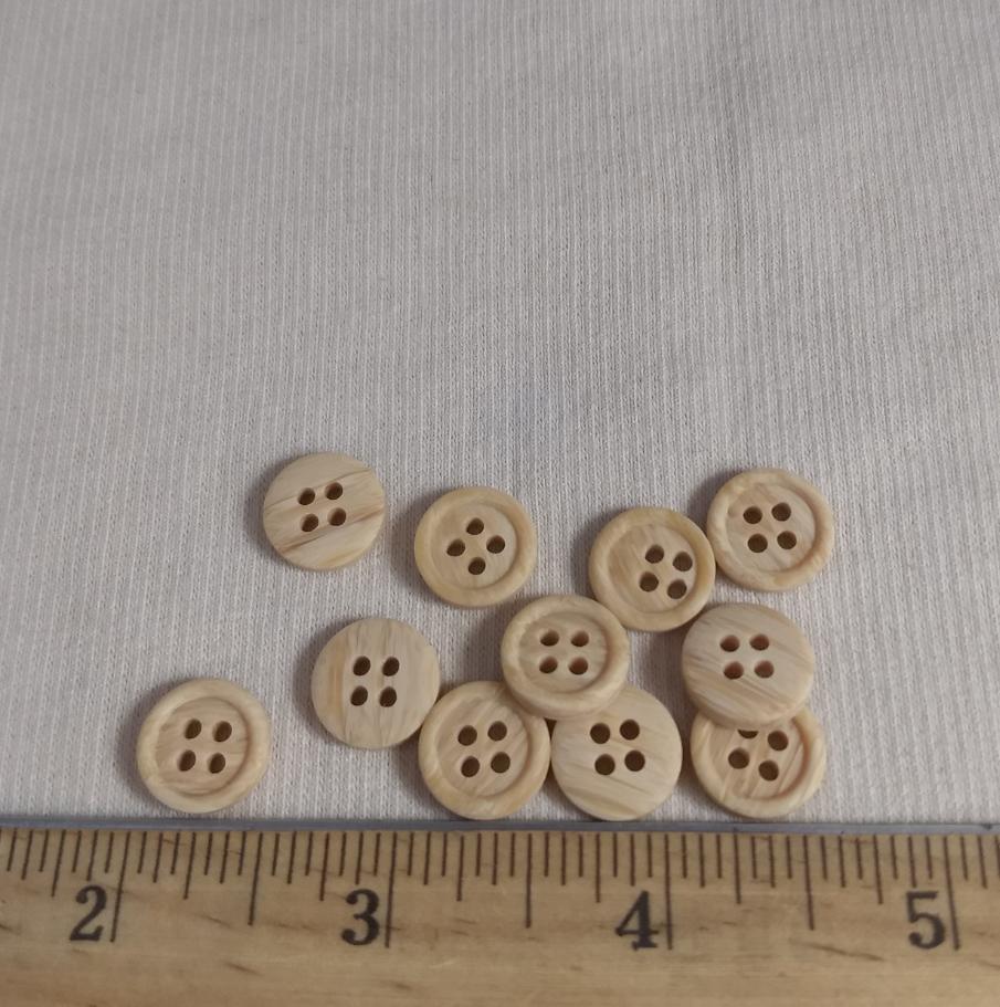 Button #PB985 #4 Hole #Cream #Rim #Imitation #Wood #Polyester #10pc