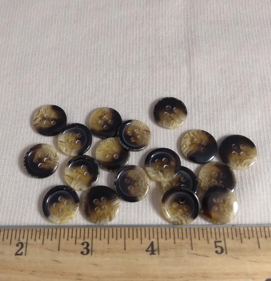 Button #265 #4 Hole #Brown #Imitation #Horn #Rim #Polyester #10pc