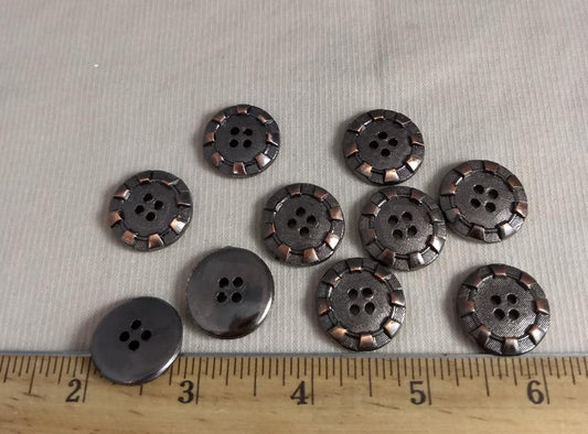 Button #A119 #4 Hole #Antique-Silver #Rim #ABS #10pc