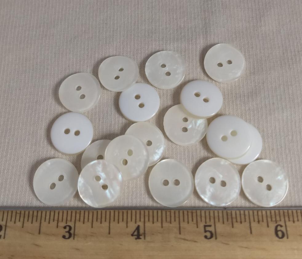 Button #23617 #2 Hole #White #Polyester #10pc