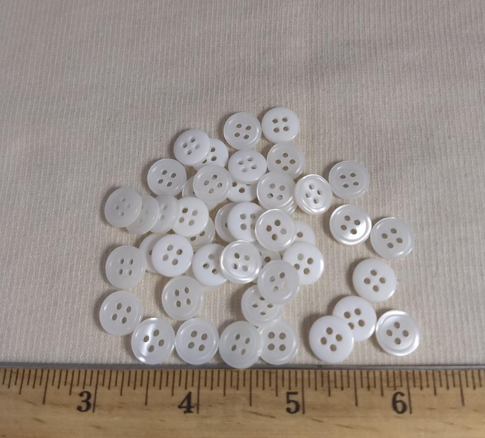 Button #20094 #4 Hole #Pearl #Basic #Rim #Polyester #10pc