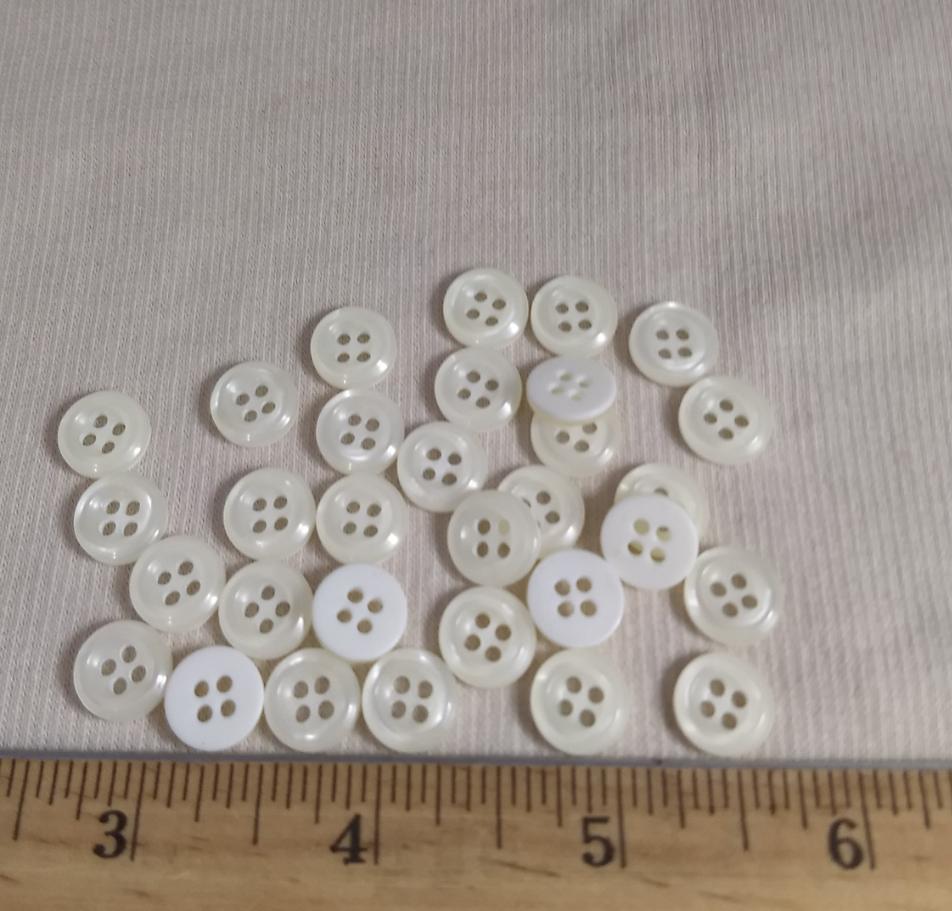 Button #20094 #4 Hole #Pearl #Basic #Rim #Polyester #10pc