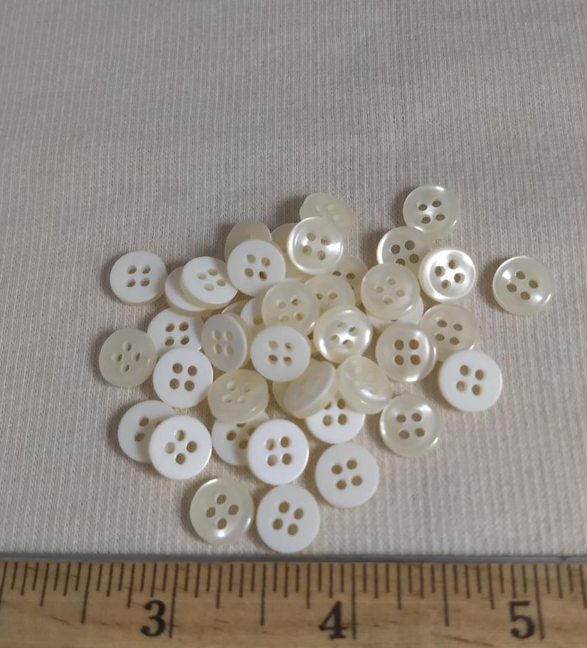 Button #20094 #4 Hole #Pearl #Basic #Rim #Polyester #10pc