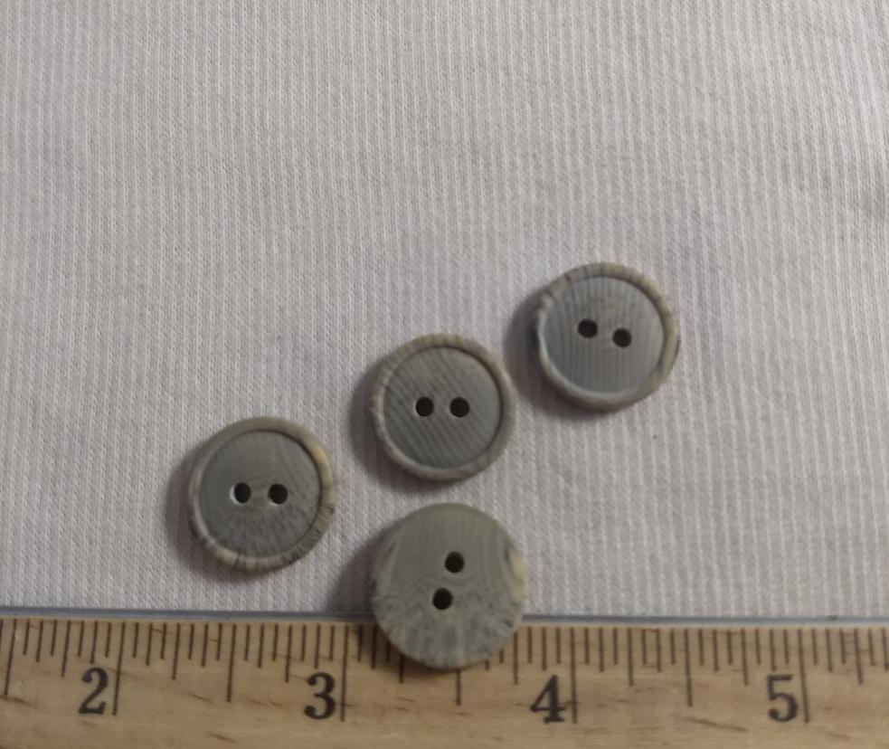 Button #1512 #2 Hole #24L #Grey #Polyester #10pc