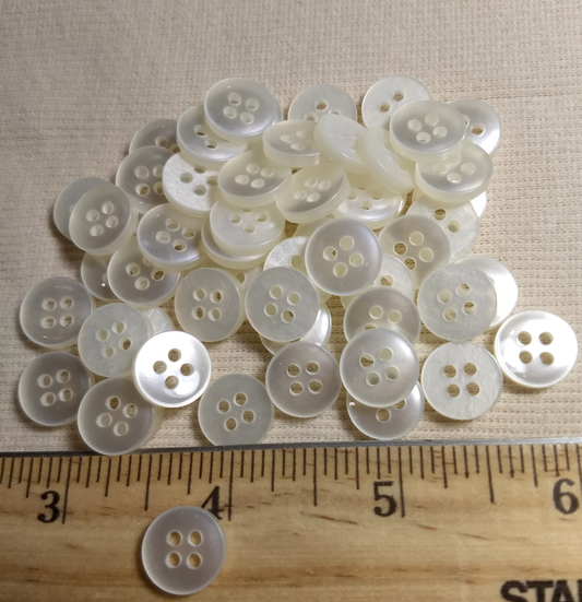 Button #Basic #Como #4 Hole #Pearl #Rim #Polyester #10pc