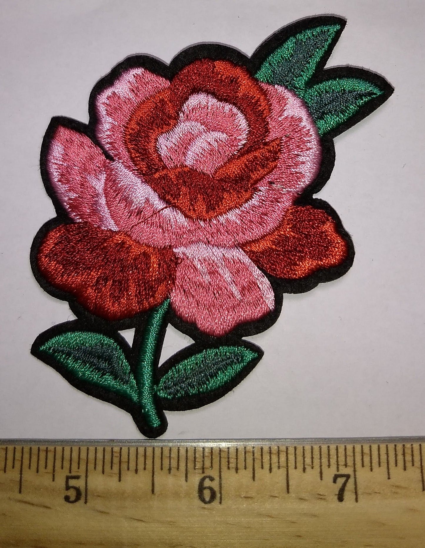 Applique #PAT084 #Red #Flower #Patch #1pc