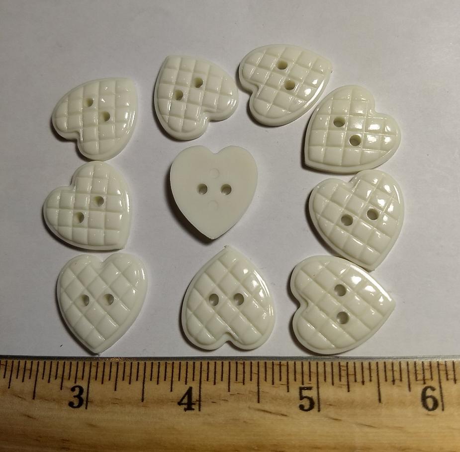 Button #JU296 #2 Hole #Cream #Nylon #Heart #10pc