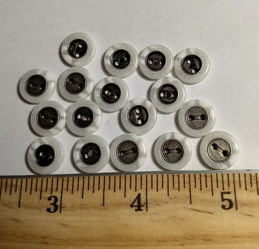 Button #4169 #2 Hole #White #Rim #Abs #10pc