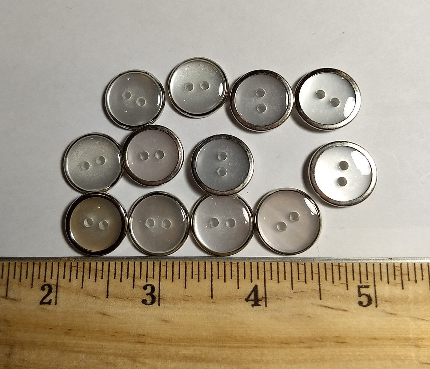 Button #1201 #2 Hole #Pearl  #Rim #Polyester #10pc