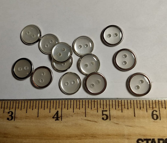 Button #1201 #2 Hole #Pearl  #Rim #Polyester #10pc