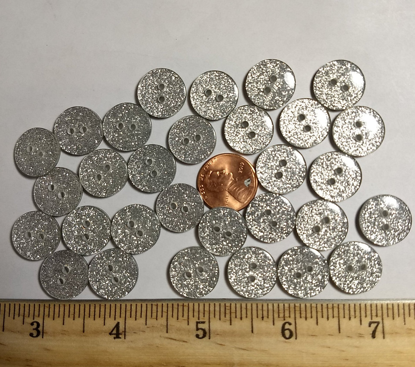 Button  #1535 #2 Hole #Silver #Glitter #Polyester #10pc