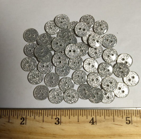 Button  #1535 #2 Hole #Silver #Glitter #Polyester #10pc