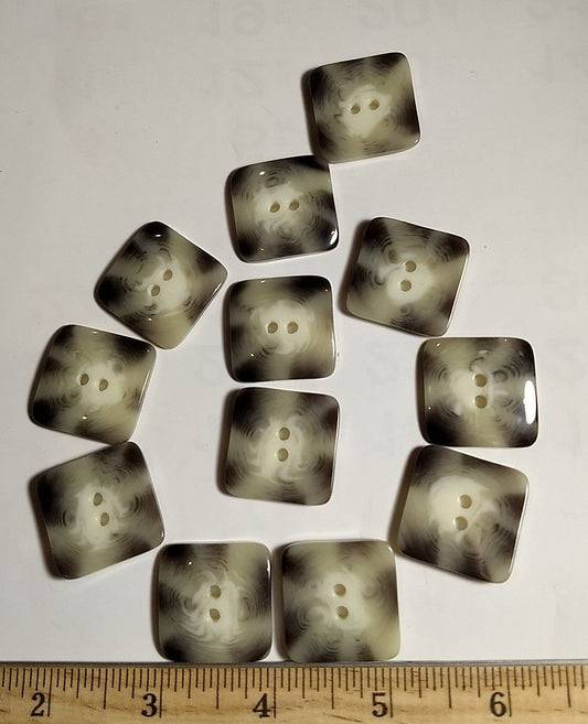 Button #Marble #2 Hole #Cream #Polyester #10pc