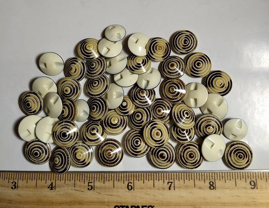 Button #1415 #2 Hole #Brown #Swirl #Polyester #10pc