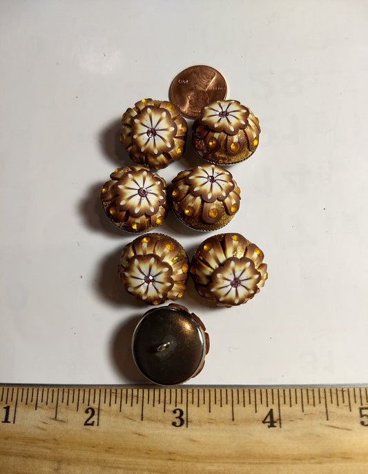 Button #Rhinestone #Shank #Brown #Floral #1pc