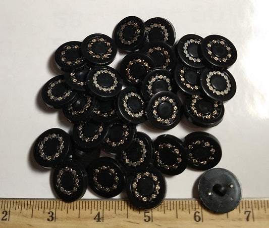 Button #JU1234 #Shank #Black #Rim #Nylon #10pc