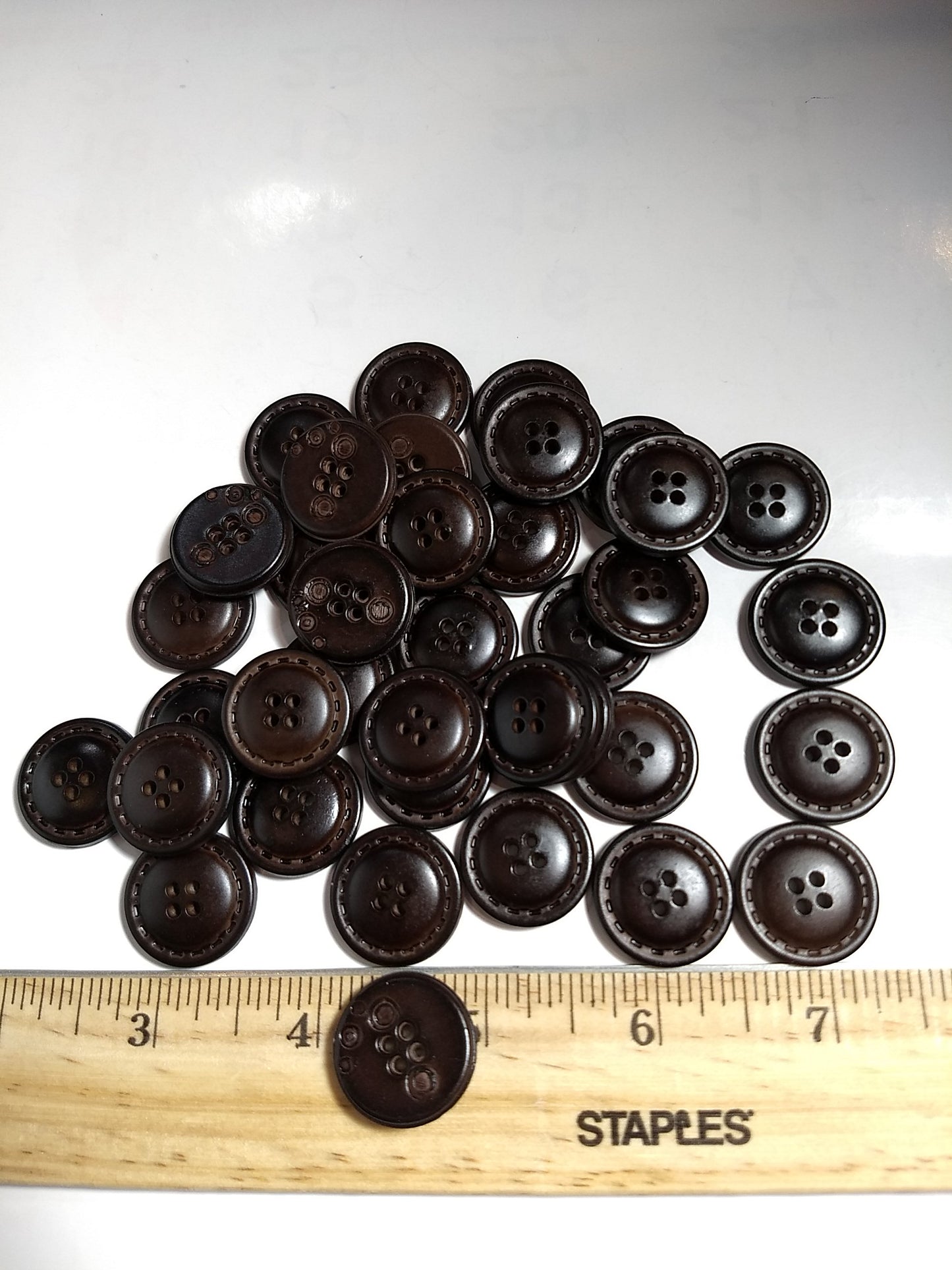 Button #Leather #4 Hole #Brown #Rim #Imitation #Abs #10pc