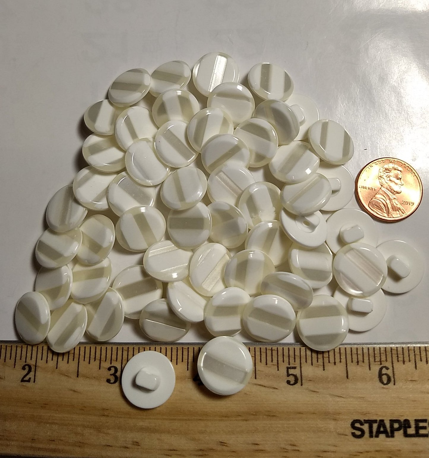 Button #6520 #Shank #White #Polyester #10pc