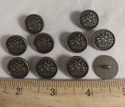 Button #1430 #Shank #Antique-Gold #Rim #Metal #10pc